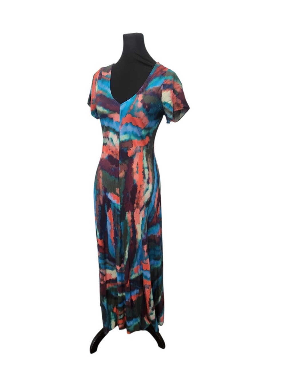 Soft Surroundings Maxi Zina Dress Small Colorful Tie Dye V Neck Short Sleeve - Picture 7 of 10